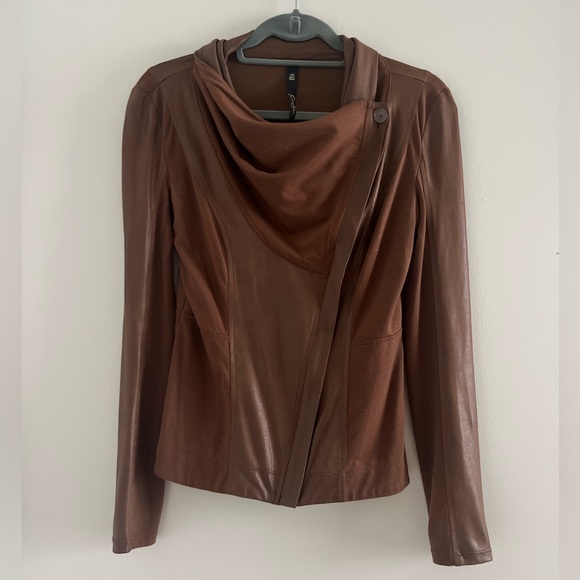 Jessica Simpson Stretch Layered Zip-Up Brown Sz Small - Picture 2 of 4